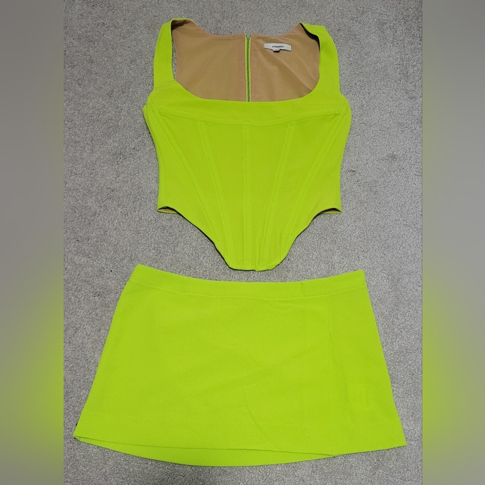 Miaou Bright Lime Skirt Set